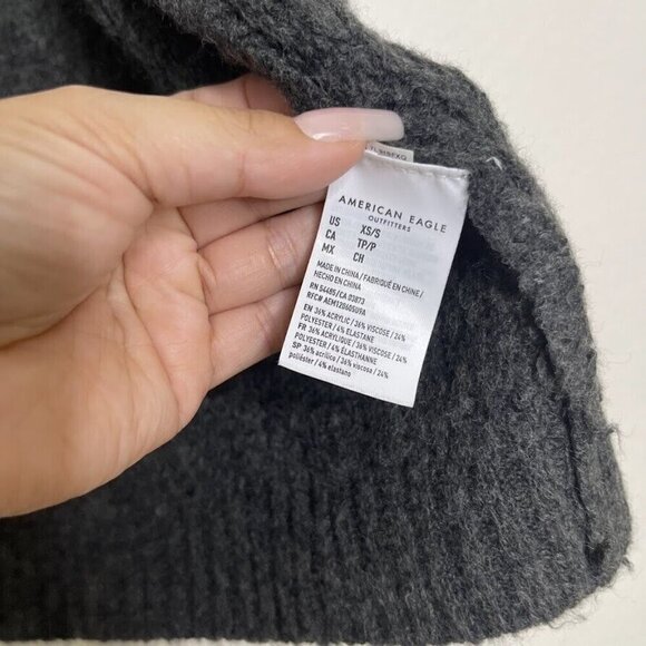 American Eagle Sweater XS/S Cardigan Open Knit Gray Long Sleeve Soft AF Longline - Picture 7 of 10
